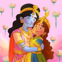 Cute Animated Radha Krishna Art Print wall art print | PrintPosters.in